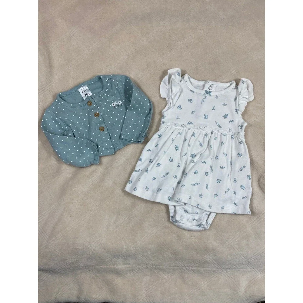 Carter’s Baby Girl 2PC Dress & Cardigan Set Sage Green 3M